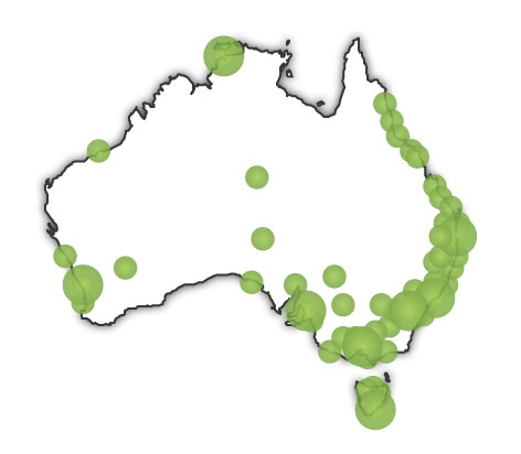 map of australia with scale. hair map of australia with